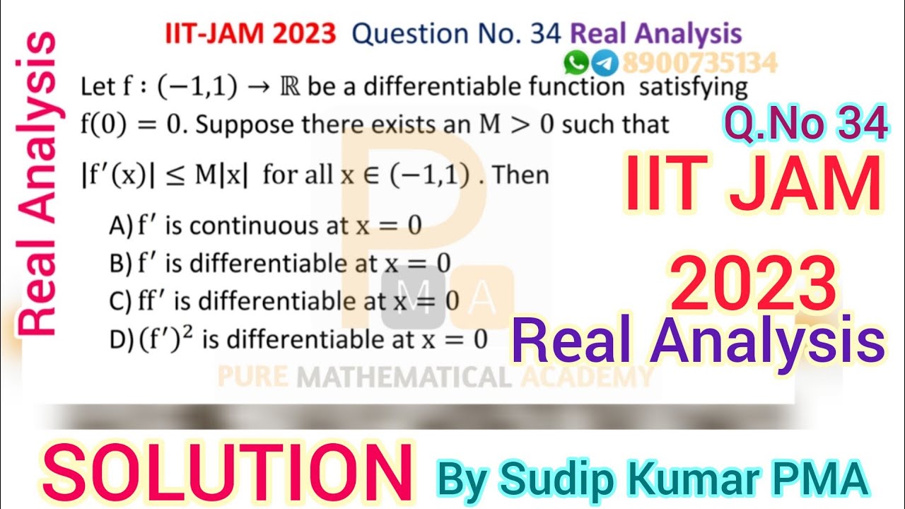IIT JAM 2023 Mathematics | Solution | Real Analysis | Question Number 34 | By Sudip Kumar PMA