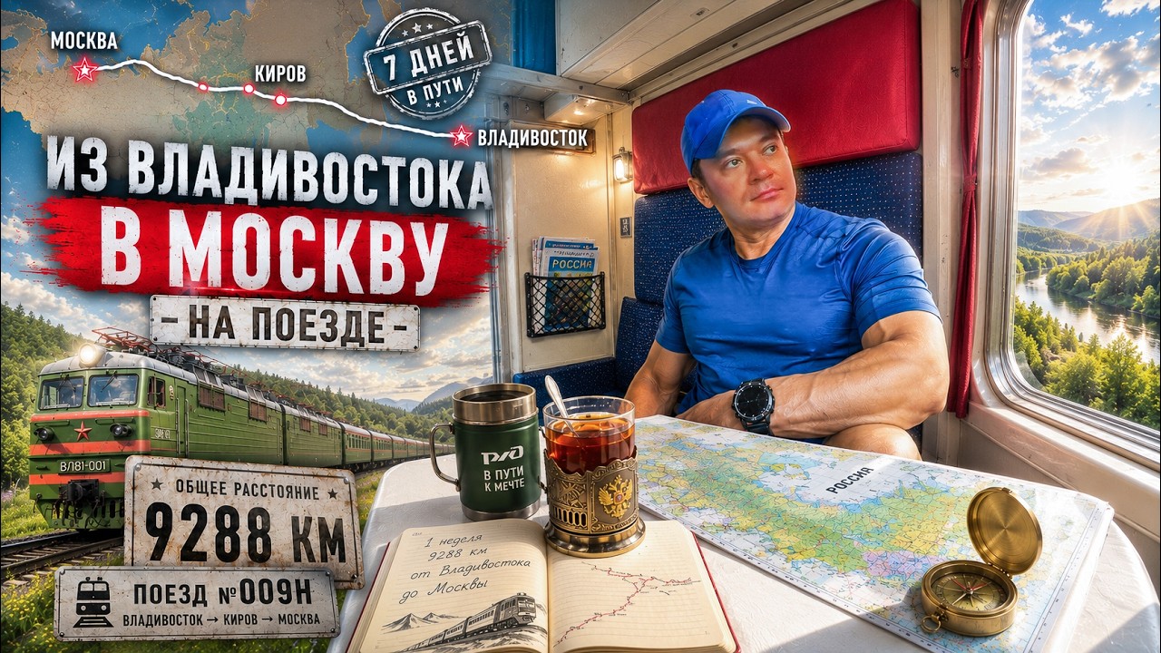 Неделя в самом долгом поезде Владивосток - Москва | №009Н