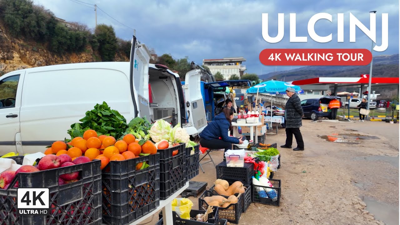 Albanska Pijaca u Januaru, Ulična Pijaca u Ulcinju 2025 | Voće, Povrće i Više | Montenegro, 4K