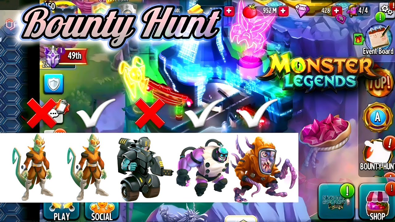 Bounty Hunt League 1+2+3+4 (Monster Legends)
