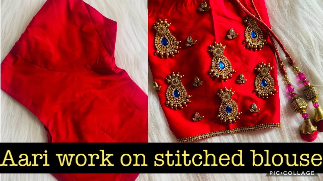 Most beautiful & grand pink blouse design on stitched / readymade blouse wit normal stitching needle