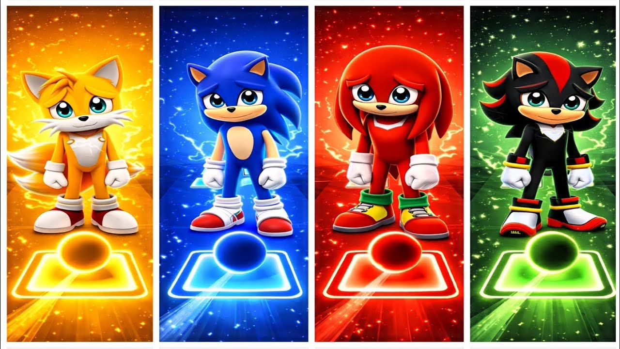 Epic Color VS Battle ⚡ Yellow Sonic 💛 VS Blue Sonic 💙 VS Red Sonic ❤️ VS Black Sonic 🖤 | Tiles Hop