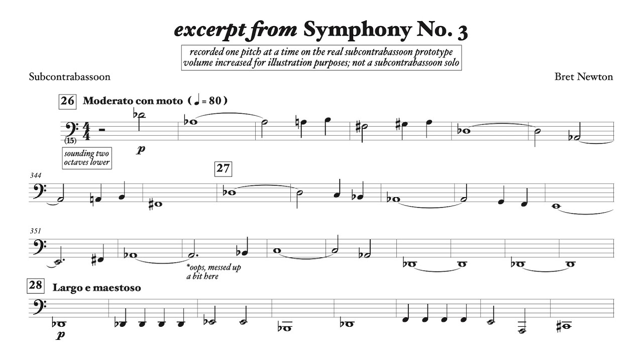 Newton Symphony No. 3 - Subcontrabassoon Excerpt [Good Speakers Advised]