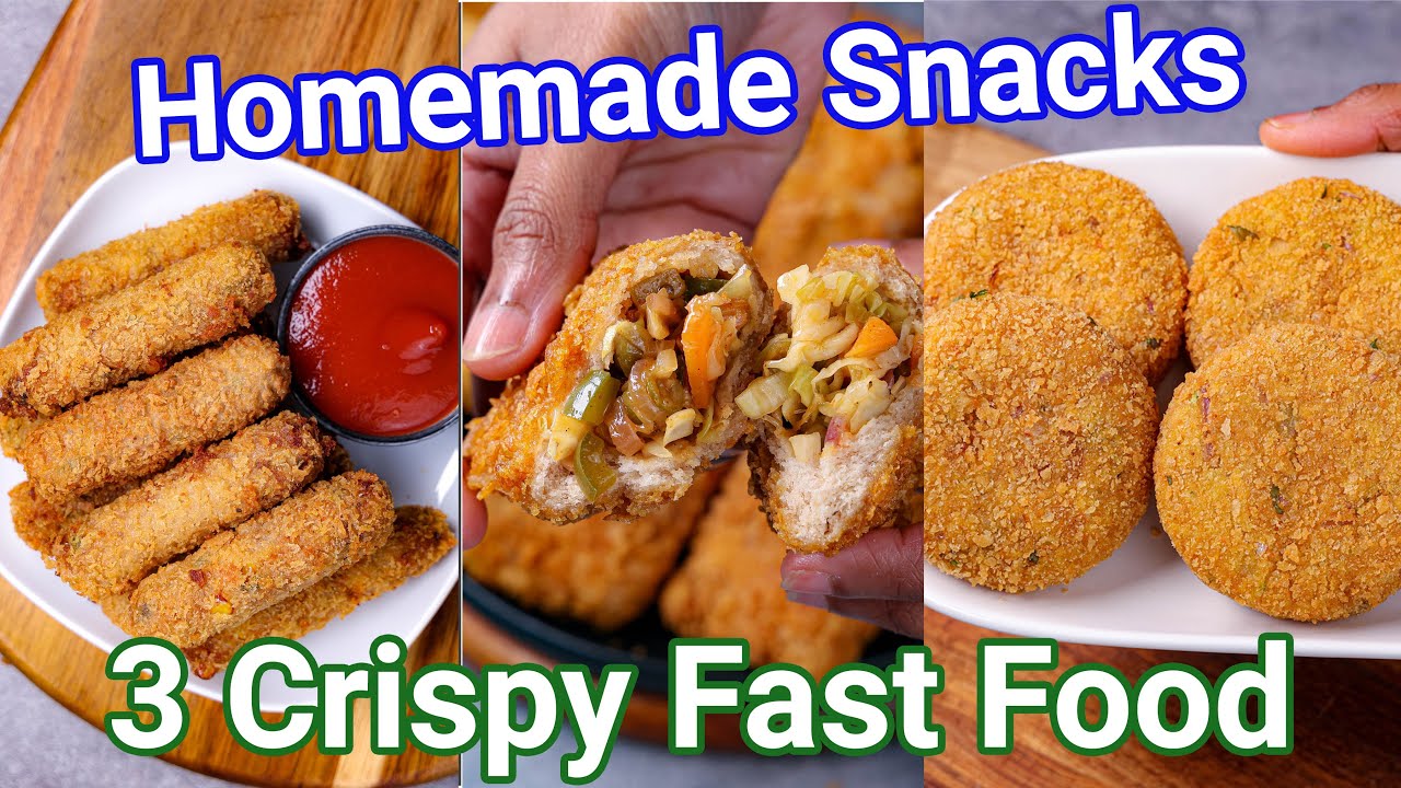 3 Popular Crispy Fast Food Snack Recipes - Kids Favorite Snacks | Tea Time or Party Starter Snacks