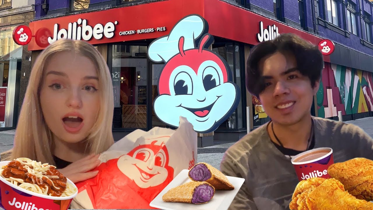 Британско-филиппинская пара пробует Jollibee в Великобритании! 🍗🍝