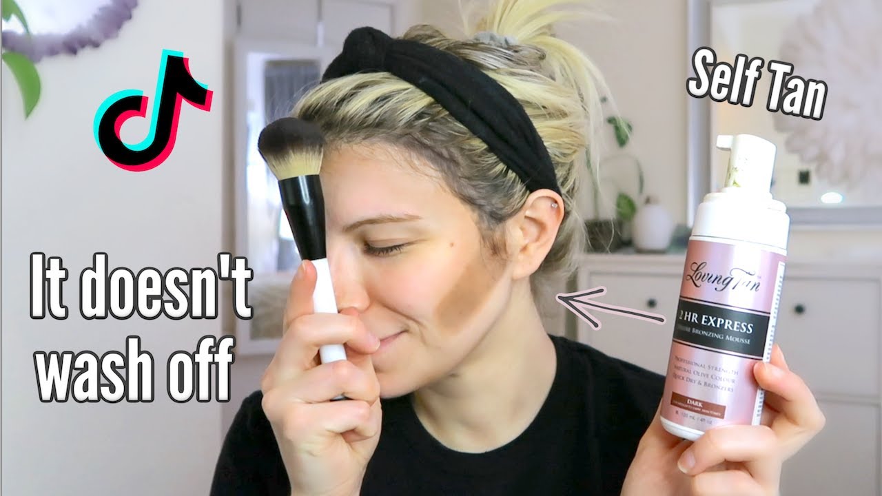 I used SELF TANNER to CONTOUR MY FACE?? || Tantour Before & After (TikTok Makeup Trend)