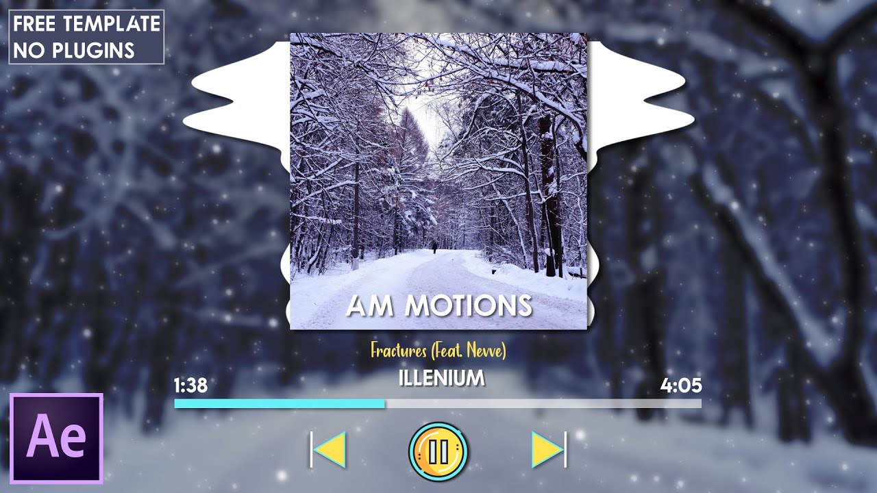 ✅[Free Template] After Effects Template - New Clean Music Player Visualizer Template No Plug-ins