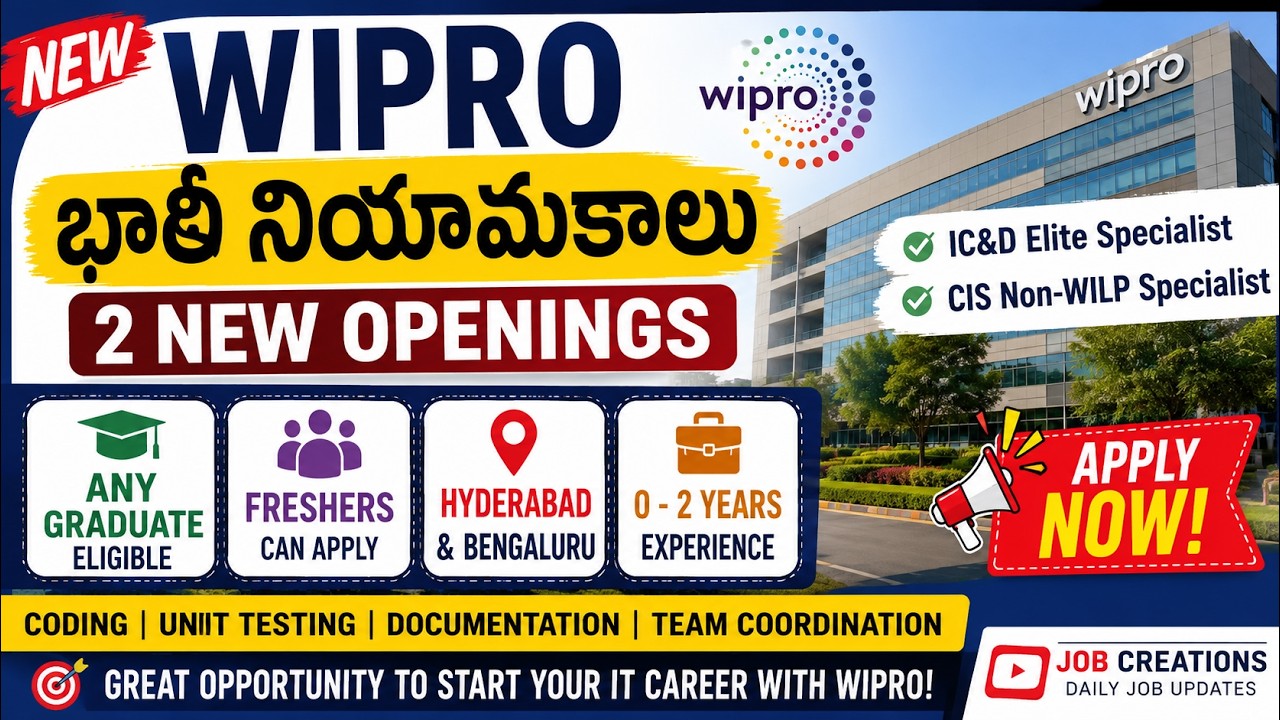 🔥 WIPRO Recruitment 2026 | Freshers Eligible | Any Graduate Jobs | Hyderabad & Bengaluru | Apply Now