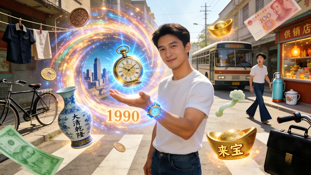 窮小子撿塊破表！竟能來回穿梭90年代！撿漏古董倒賣現代！差價賺到手抽筋！提前投資提前暴富！時空倒爺爽到飛起！#短劇 #drama  #穿越  #逆袭 #年代 #男频