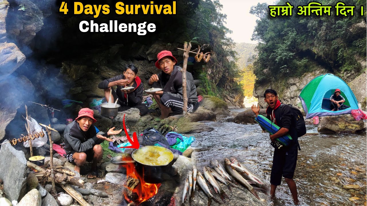 Fishing and Camping ! 4 Days Survival Challenge Last Day😢 K Vayo Ta Achamma😱