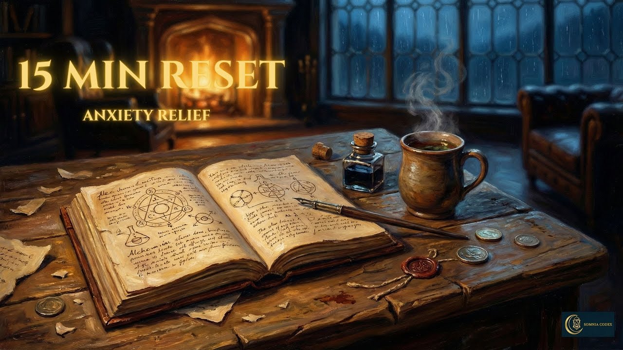 15-Minute Anxiety Reset 🕯️ Enter the Ancient Library (Guided Rain Ambience)