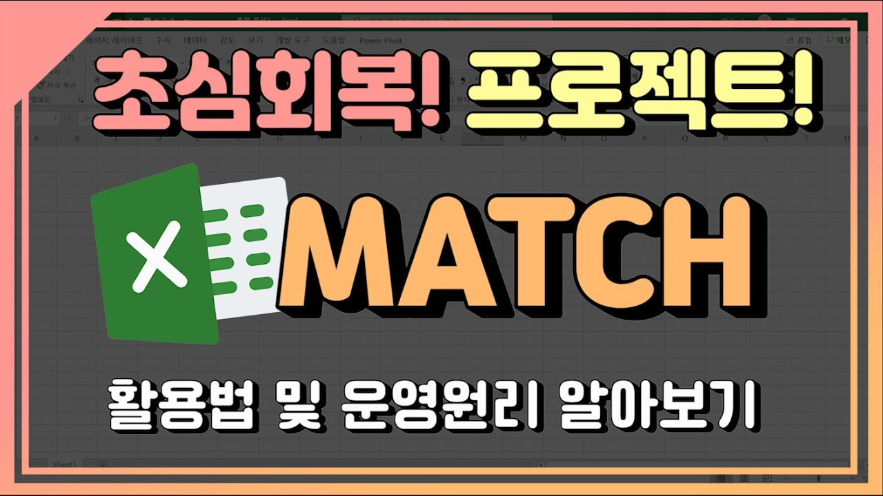 엑셀 이것만! 초심회복 프로젝트! MATCH함수 운영원리 및 작동논리 알아보기!