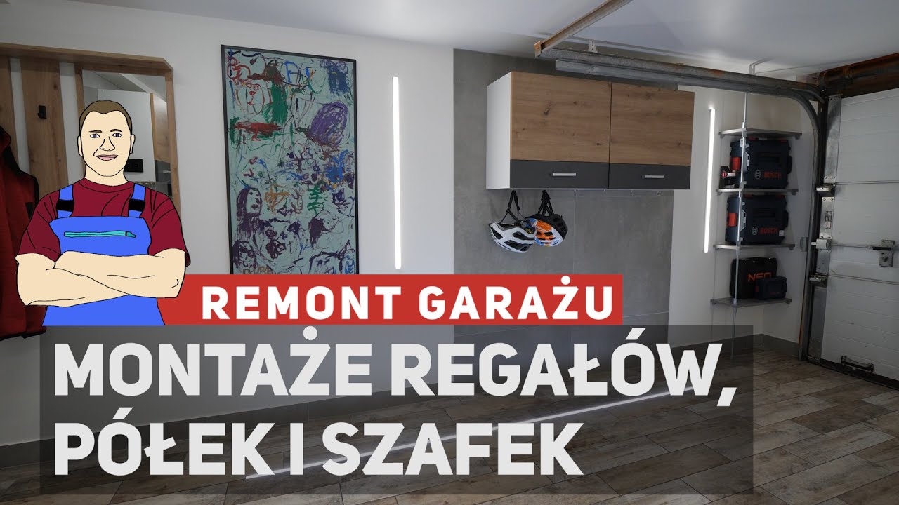 Wykończenia w garażu - szafki, regał na pręcie, półki i inne ciekawostki