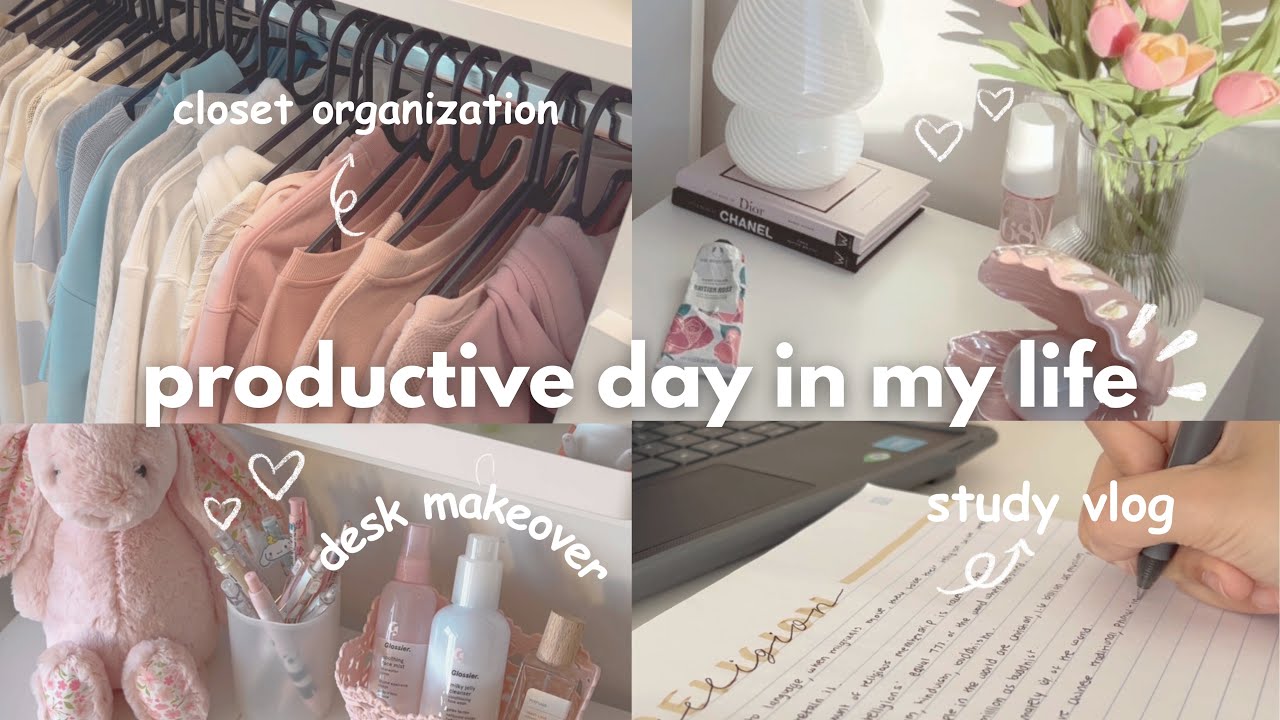 PRODUCTIVE day in my life🌷🫧 school girl diaries, study vlog, room refresh, cleaning, baking cookies 