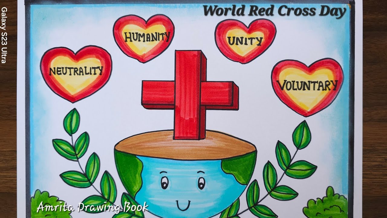 World Red Cross Day Poster Drawing | Red Cross Chart Making Project | Red Cross Day Drawing easy