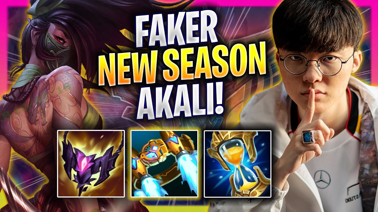 FAKER PLAYS AKALI IN A GREAT GAME IN THE NEW SEASON! - T1 Faker Plays Akali MID vs Zed!