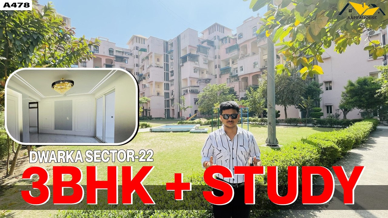 Dwarka Sector 22 Hidden Deal! 3BHK + Study Society Flat | Janaki Apartment Tour