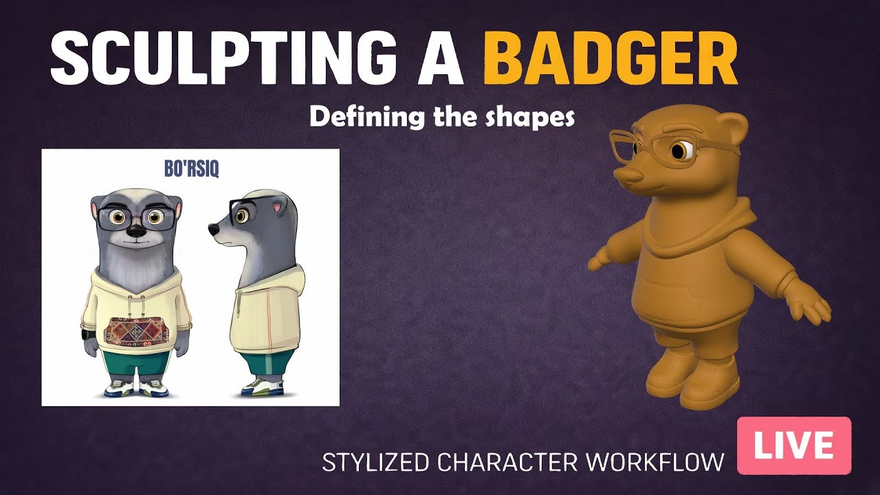 Sculpting the badger - Borsiq  part 5 (Defining the shapes)