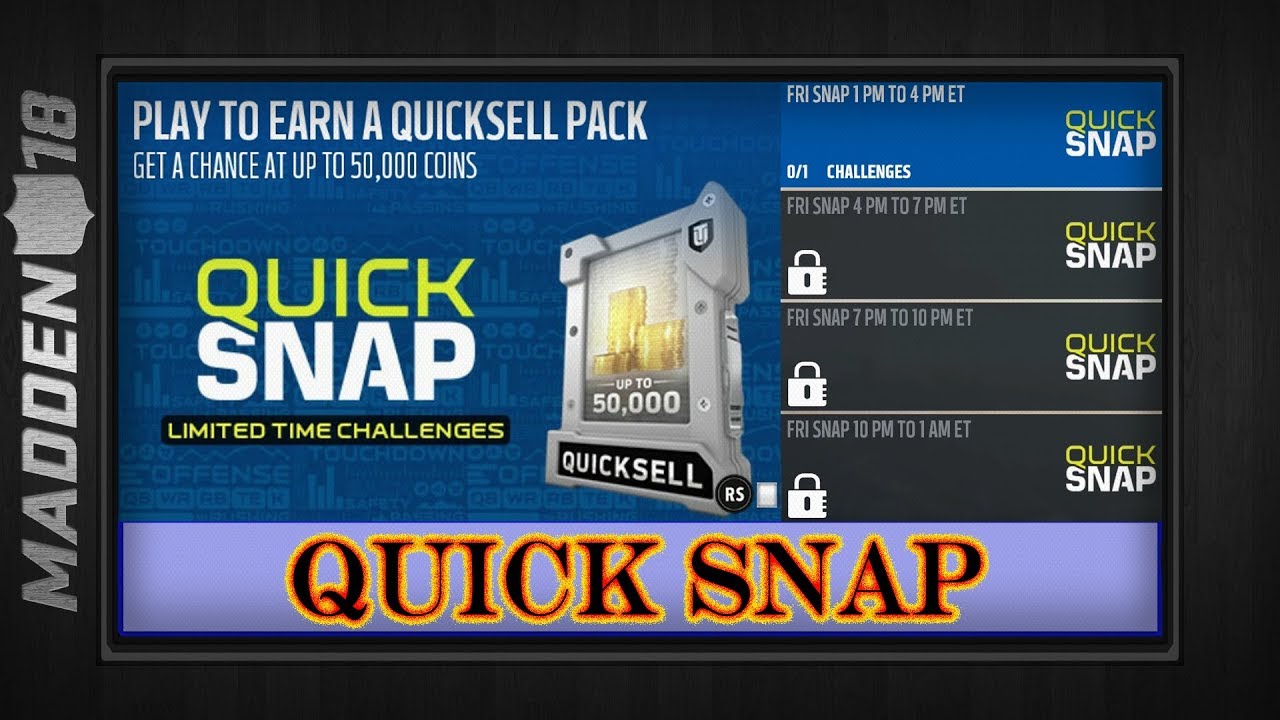 Madden 18 - QUICK SNAP CHALLENGES - Easy Free Coins (Quick Sell Packs) Every 3 Hours