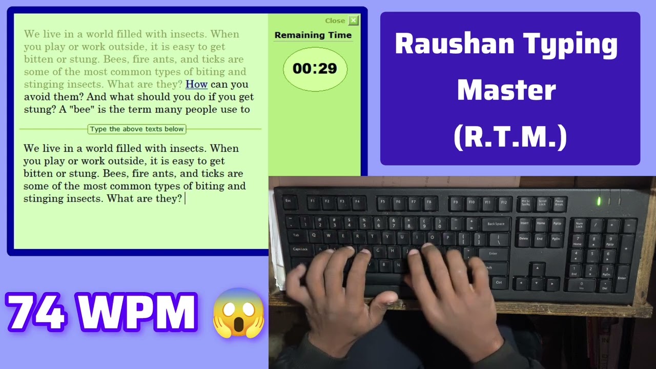 74 WPM Typing Speed with 100% Accuracy #74wpm #fasttyping #sonmatypingexpert #raushantypingmaster
