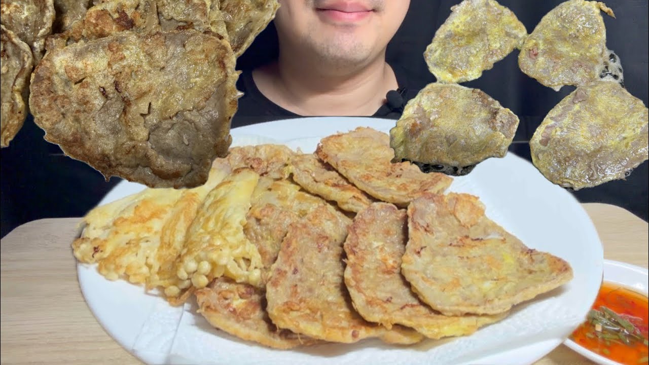 ASMR 내가 만든 육전 팽이버섯전 먹방 Korean Beef Jeon Mukbang | Enoki Mushroom Pancakes