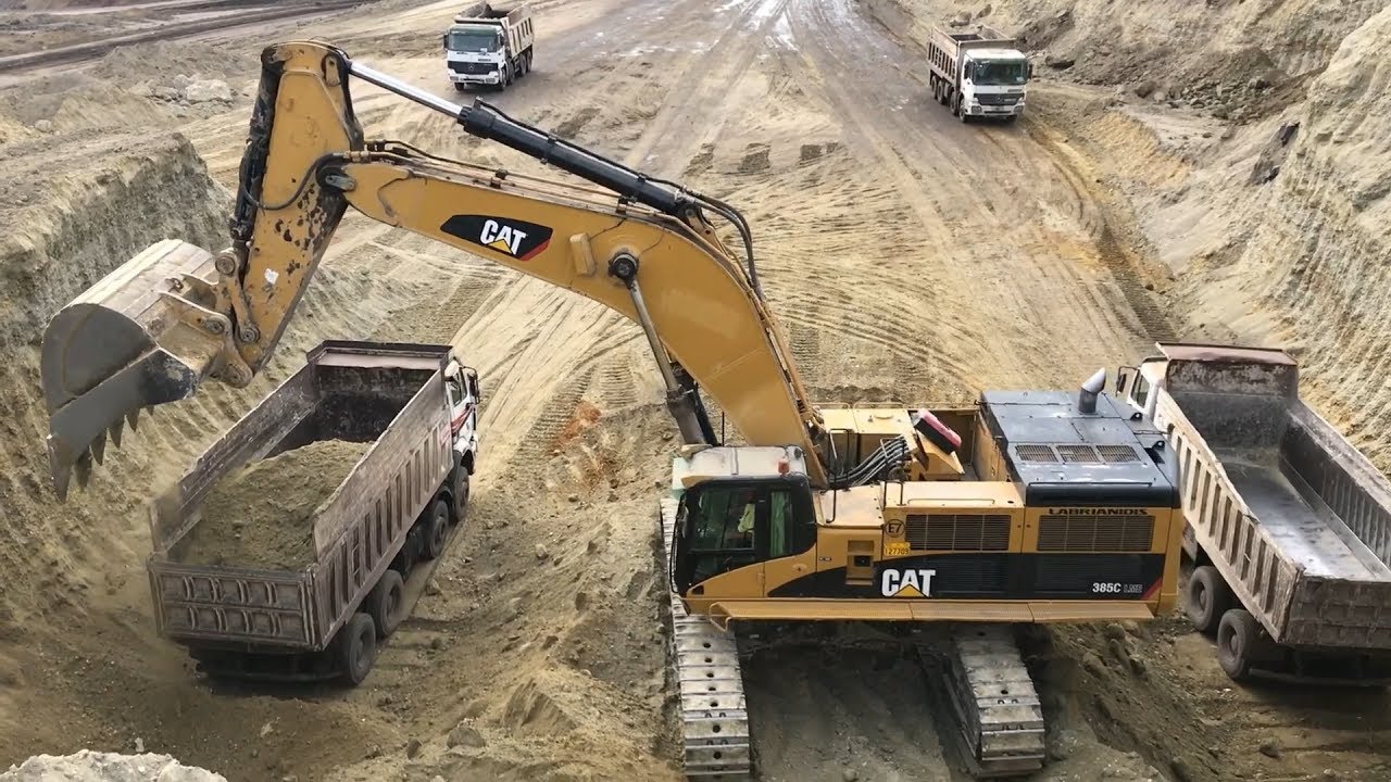 Caterpillar 385C Excavator Loading Trucks - 70 Minutes Movie