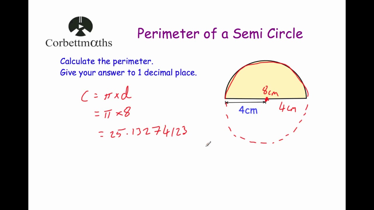 Perimeter of a Semi Circle - Corbettmaths