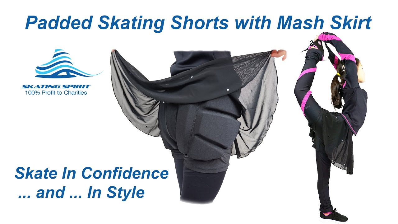 Padded Figure Skating Shorts Protective Crash Pants Built-in Mash Skirt by SkatingSpirit.com