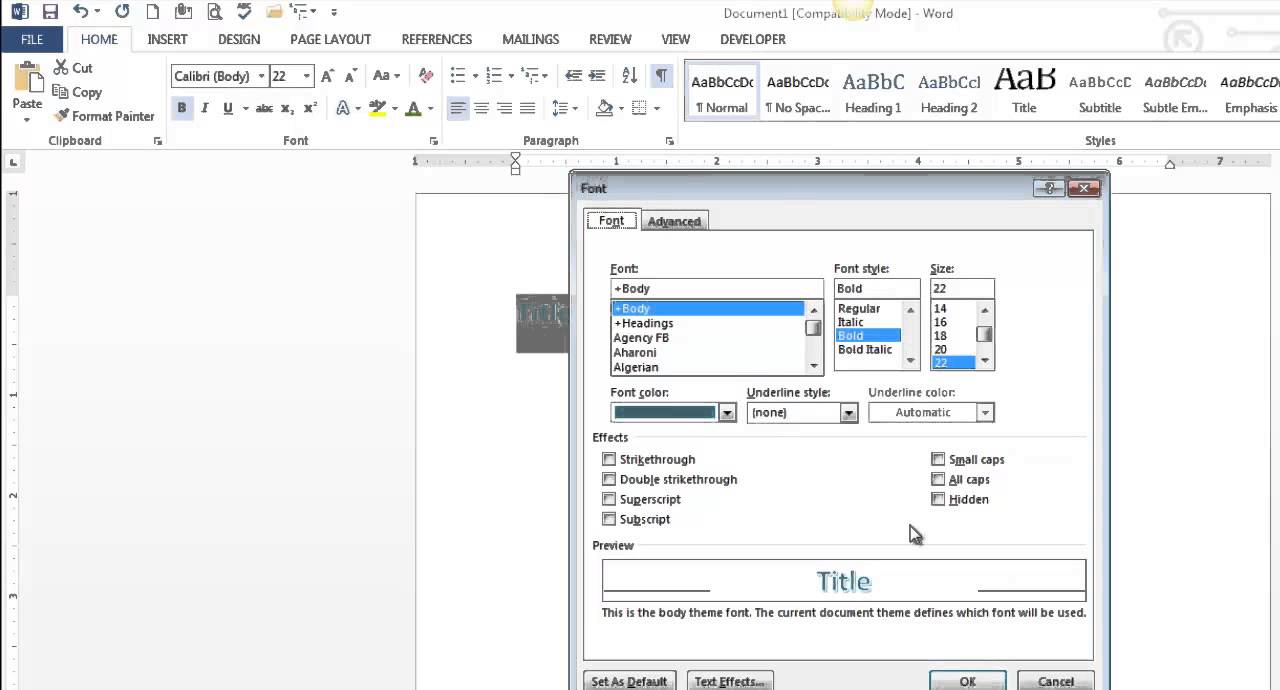 Character Formatting in Word 2013
