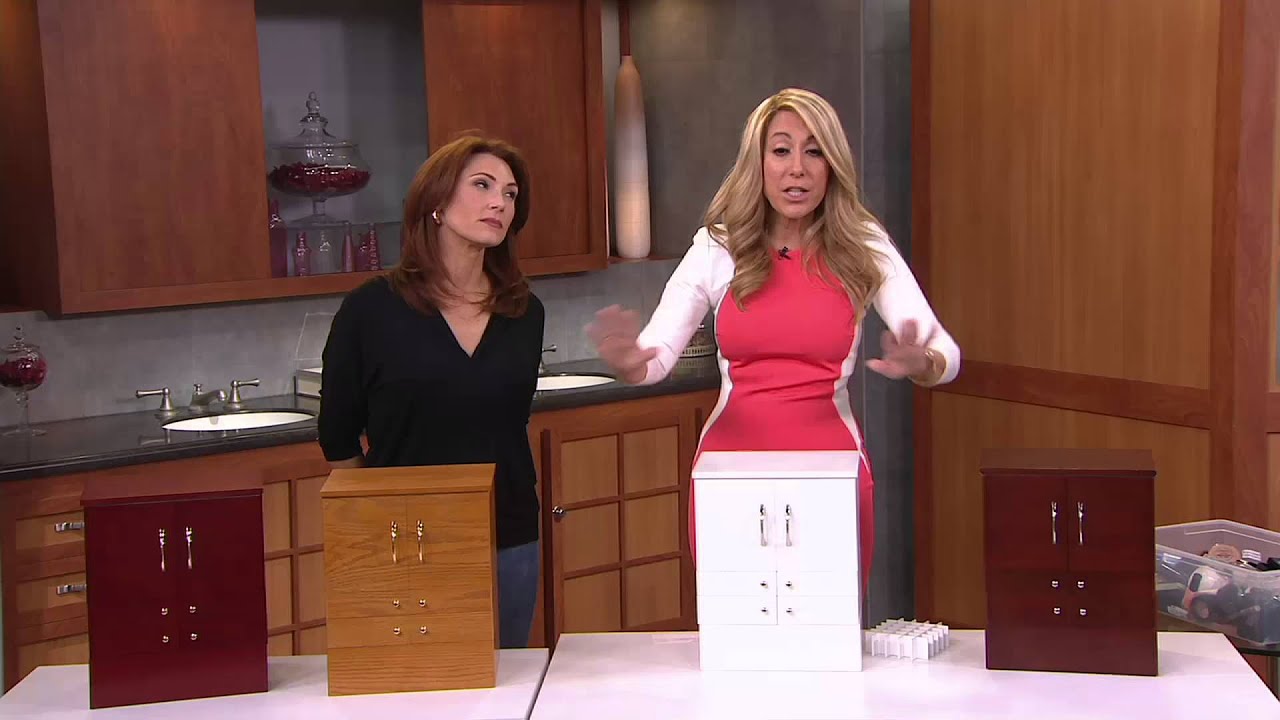Luxury Deluxe Wood Cosmetic Box w/Mirror by Lori Greiner on QVC