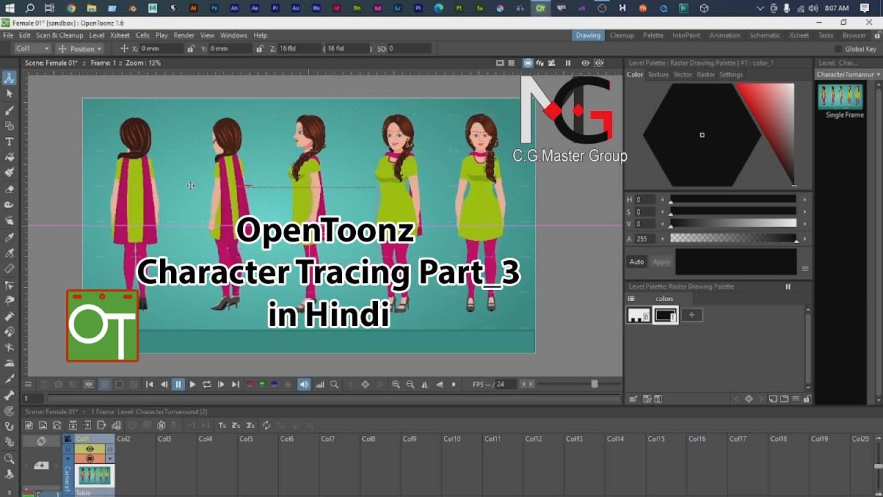 Open Toonz Character Tracing in Hindi Part_3