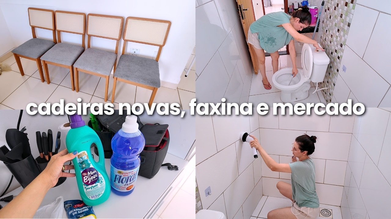 MONTANDO NOSSAS CADEIRAS DE JANTAR DA SHOPEE, FAXINA NO BANHEIRO, MERCADO & ROTINA DONA DE CASA 🏠🪴