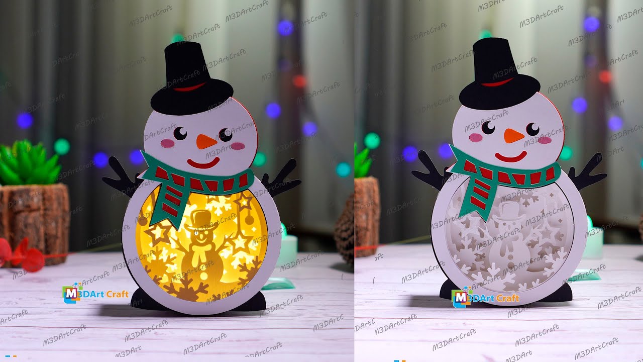 How to make Snowman Hanging Shadow Box 3D Christmas Lantern for Christmas Decor, Christmas Balls SVG
