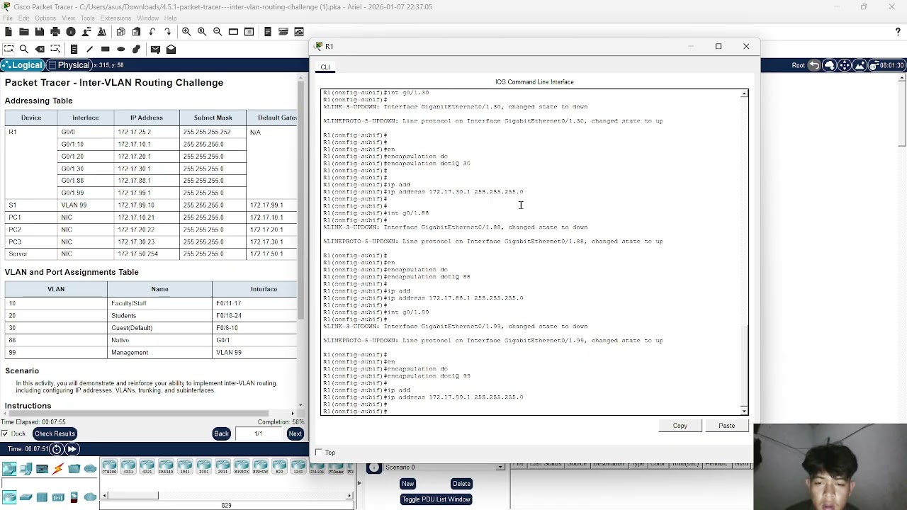 4.5.1 Packet Tracer - Inter-VLAN Routing Challenge