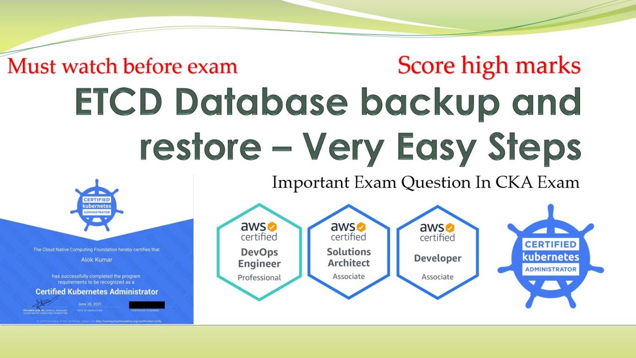 Kubernetes Course .. ETCD Backup and Restore... Very Easy Steps... CKA Exam Tips..