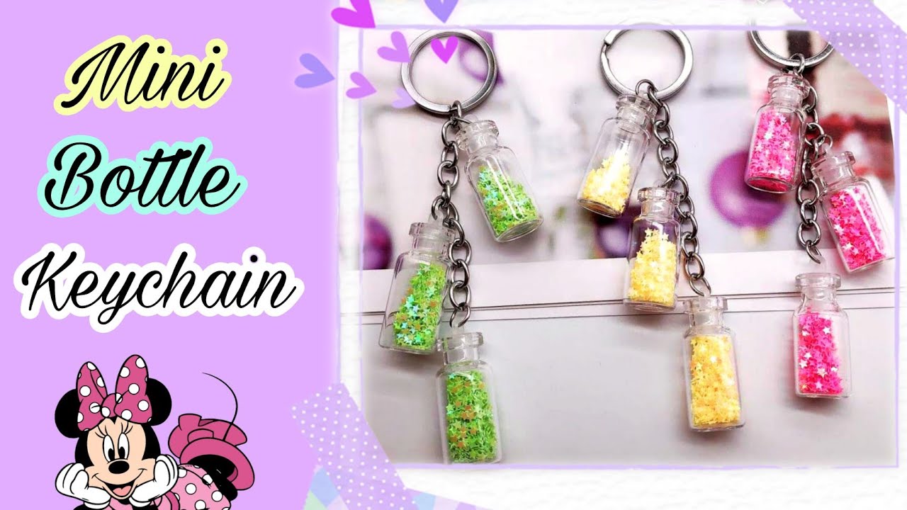 How to make Mini Glass Bottle Keychain | DIY KEYCHAIN making at home | How to make keychains at home