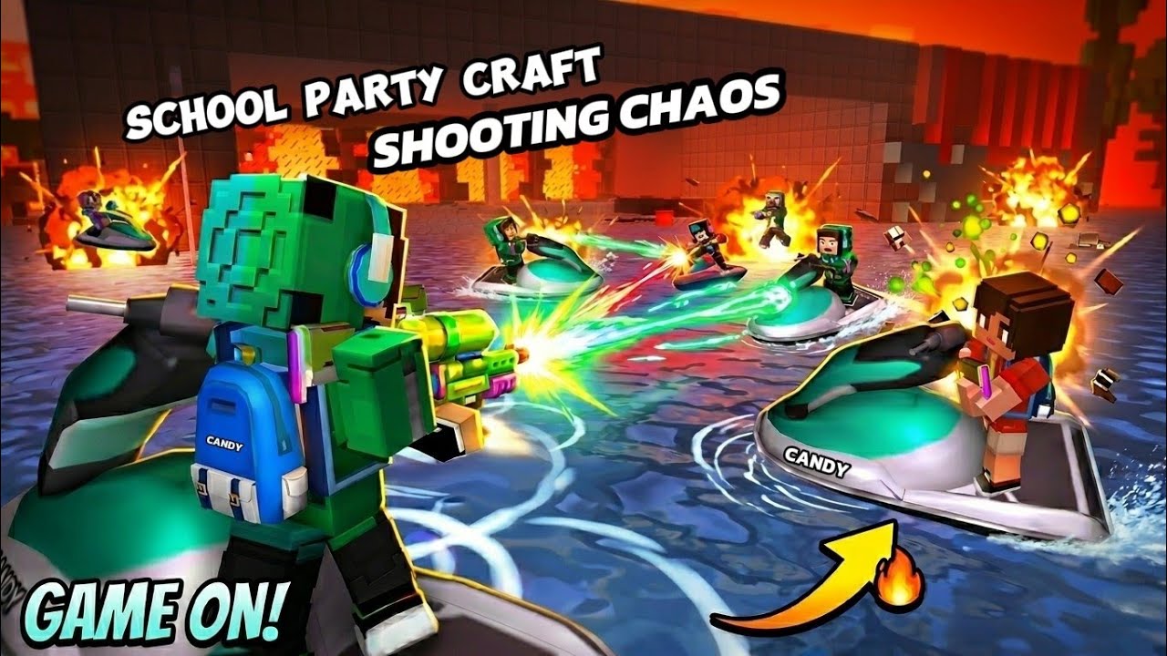Water Scooter Shooting Chaos in Flooded Party Craft City | Party Craft Gameplay 