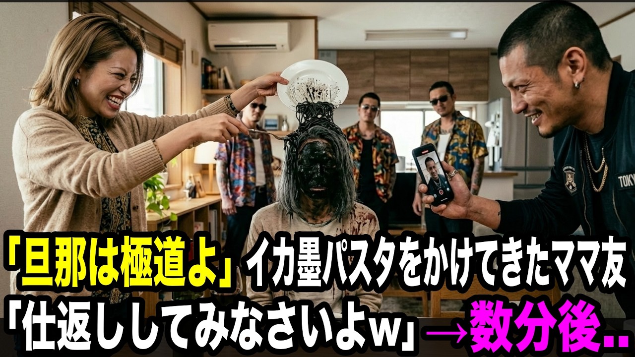 ヤクザの組長の娘と知らず、頭にイカスミパスタをかぶせてきたママ友「旦那はヤクザよ。悔しければやり返してみなさいよ」私「では、遠慮なく」&rarr;「え？」【スカッとする話】 YAKUZA