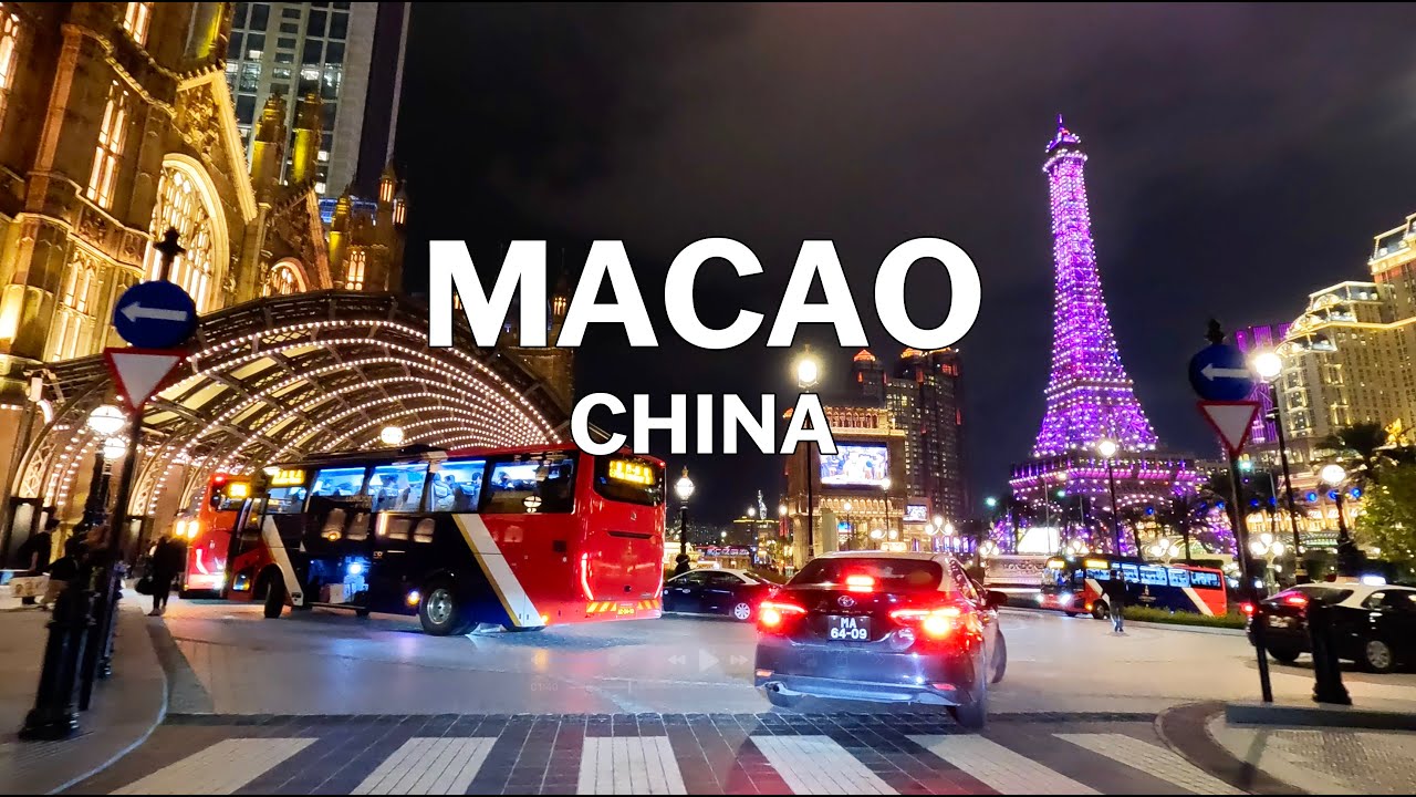 Macao, China - Night Driving Tour 4K