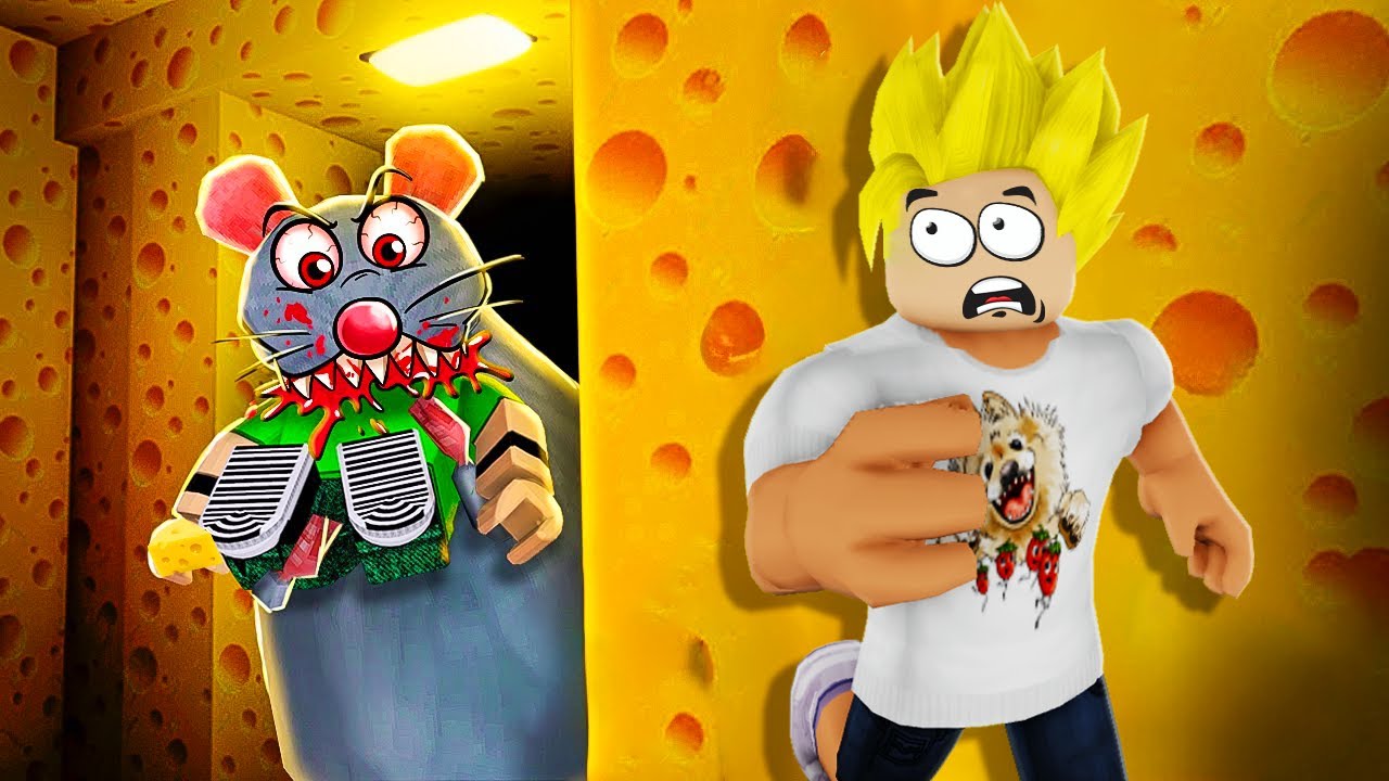 UCIEKNIJ PRZED STRASZNYM SZCZUREM w ROBLOX z Farell! (Cheese Escape)