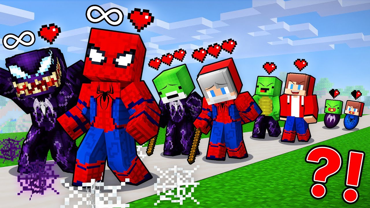 Venom Mikey and Spiderman JJ Life Cycle Evolution- Maizen Minecraft Animation
