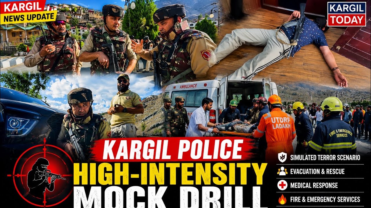 Kargil Police Conducts High-Intensity Security Mock Drill at TFC | Multi-Agency Emergency Response