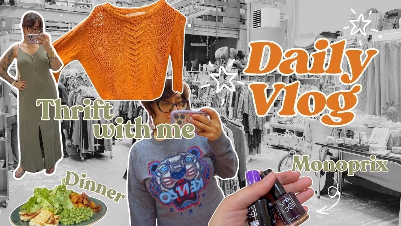 Chatty vlog, thrift with me in the Paris suburbs, shopping at Monoprix and halloumi for dinner