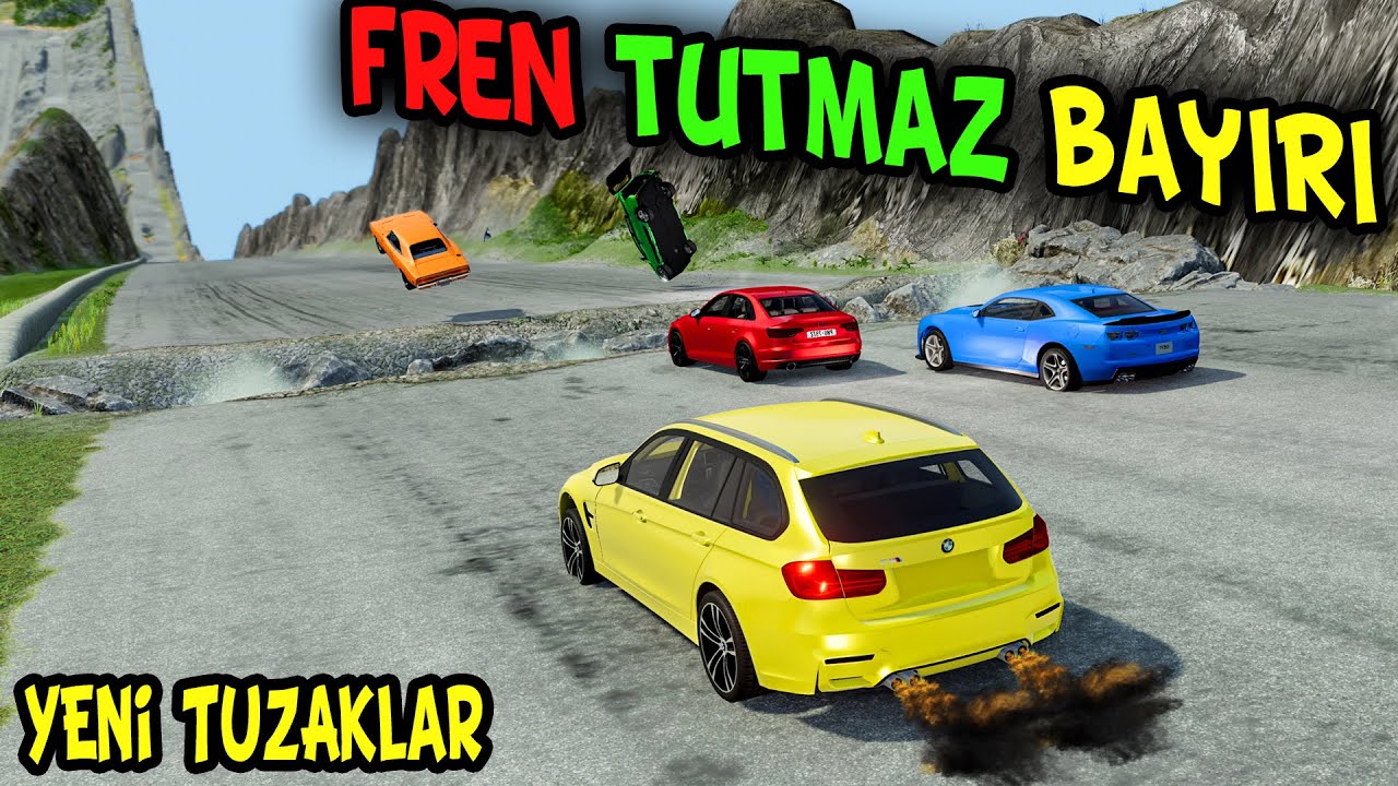 FREN TUTMAZ BAYIRINDA ARABALARIN YOL TUTUŞUNU TEST ETTİM // BeamNG.drive
