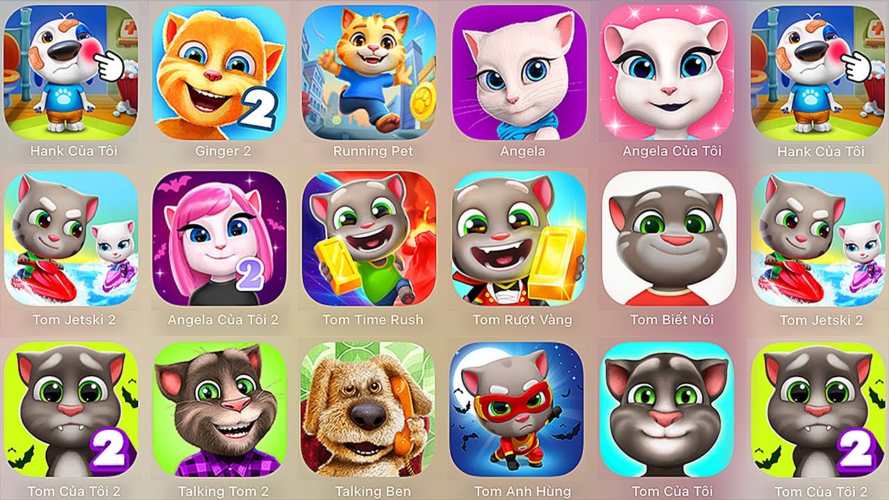 My Talking Tom Cat 2025,Talking Hank,Tom Jtski2,Tom Time Rush,Talking Tom 2,Angela,Talking Ben,