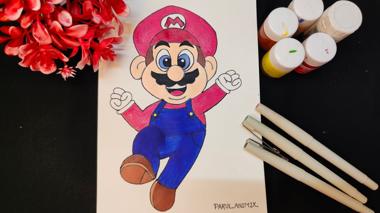 I got challenge to draw Super Mario  in 5 minutes with color 