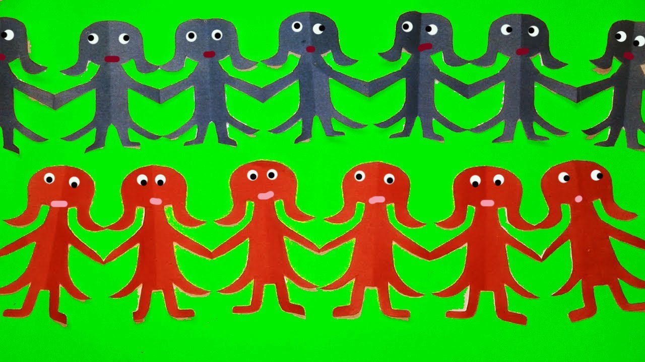 Paper cutting Design-How to make Easy paper cutting doll chain instructions step by step-paper craft