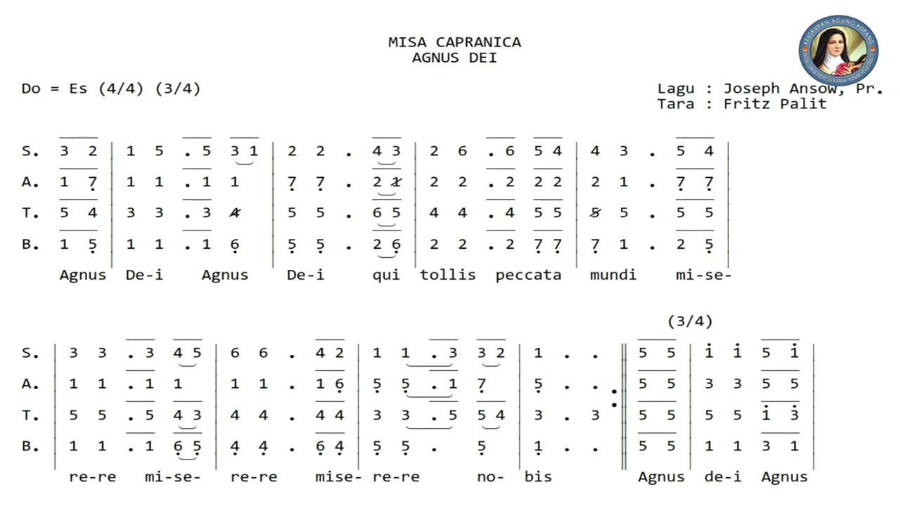 Lagu Agnus Dei - Ordinarium Misa Capranica