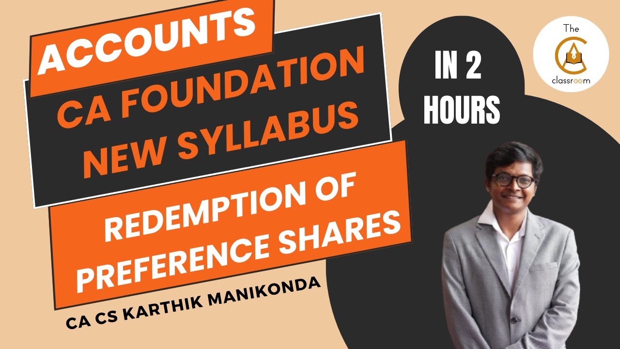 CA Foundation - Redemption of Preference shares - New syllabus