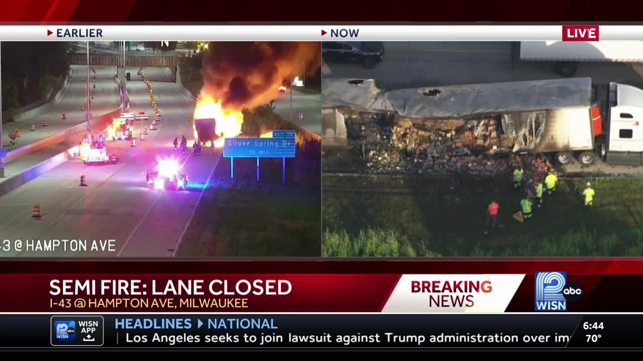 Two semi-trucks catch fire in unrelated highway incidents